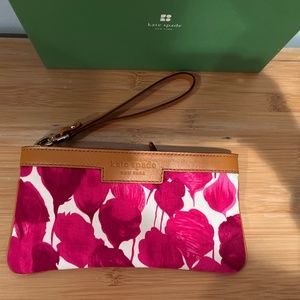 Kate Spade Leather Canvas Wristlet